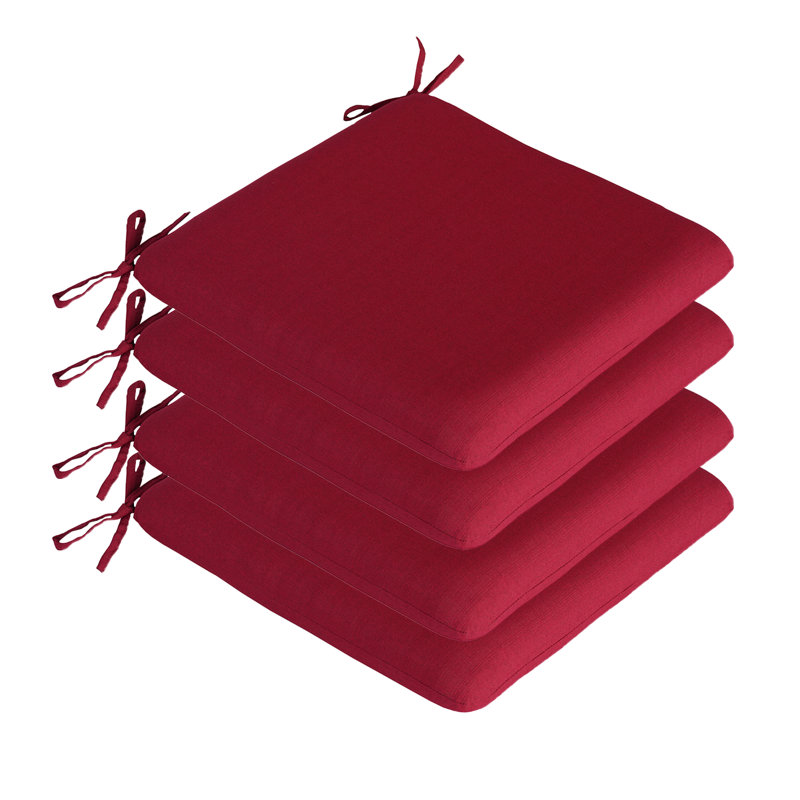 18" x 18" Outdoor/Indoor Dining Chair Cushions (4 Pack) - Water Resistant Design, Red