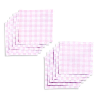 Gingham Check - 100% Pure Linen Cocktail Napkins 