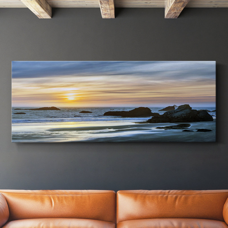 Harris Beach Sunset - toile tendue avec châssis - prête à être accrochée, H 20 po x l 50 po