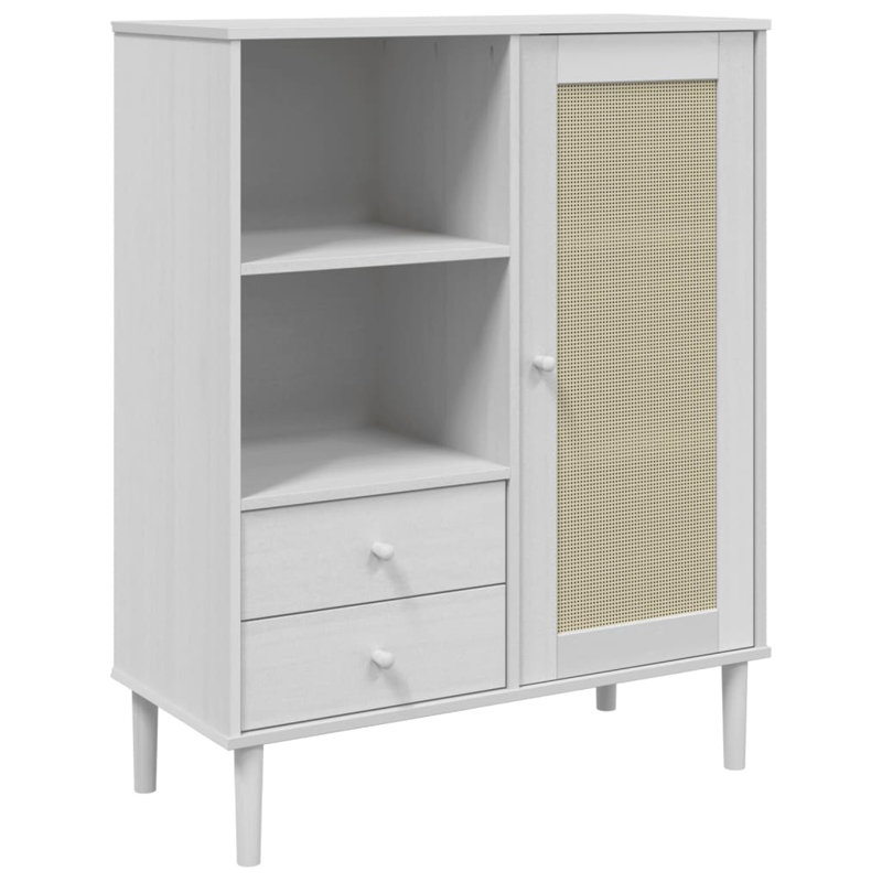 90cm Sideboard Rattan Look,  White