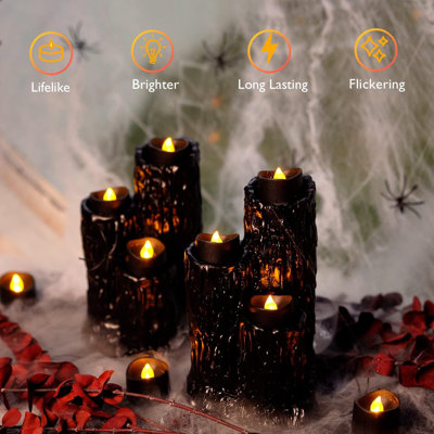 Paquet de 48 bougies chauffe-plat à DEL orange sans flamme, petites lumières à thé artificielles 1,5 po x 1,3 po pour Halloween