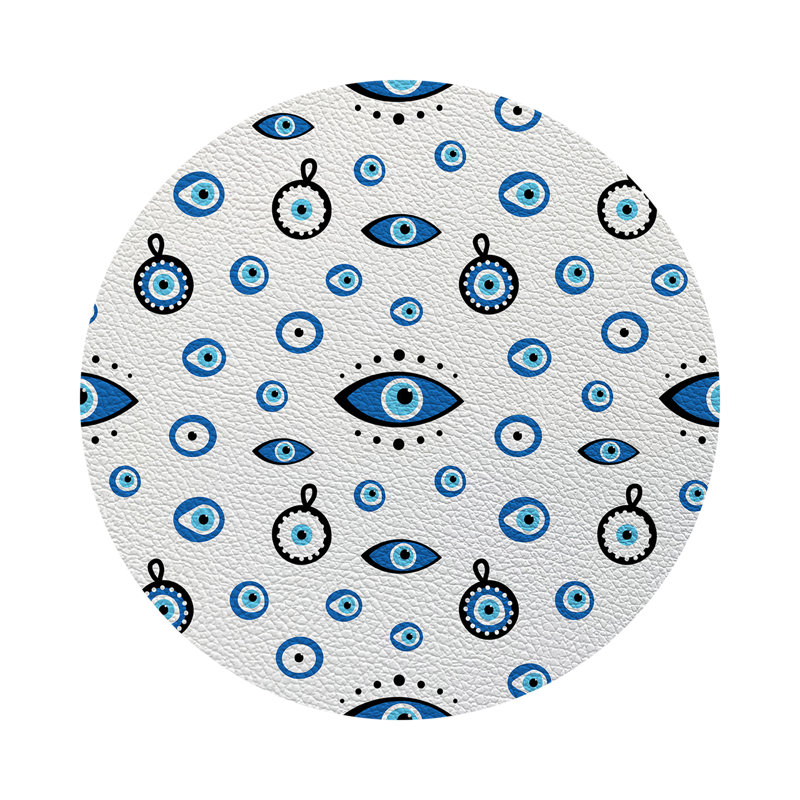 Eye On You White Vegan Leather Round Coasters