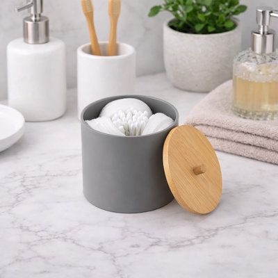 Padang en coton et porte-coton-tige avec plateau en bambou