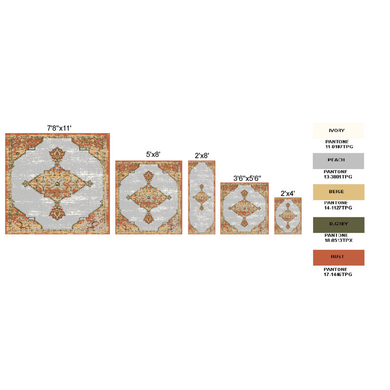 Tapis oriental beige / orange, Tapis de couloir 2 pi x 8 pi