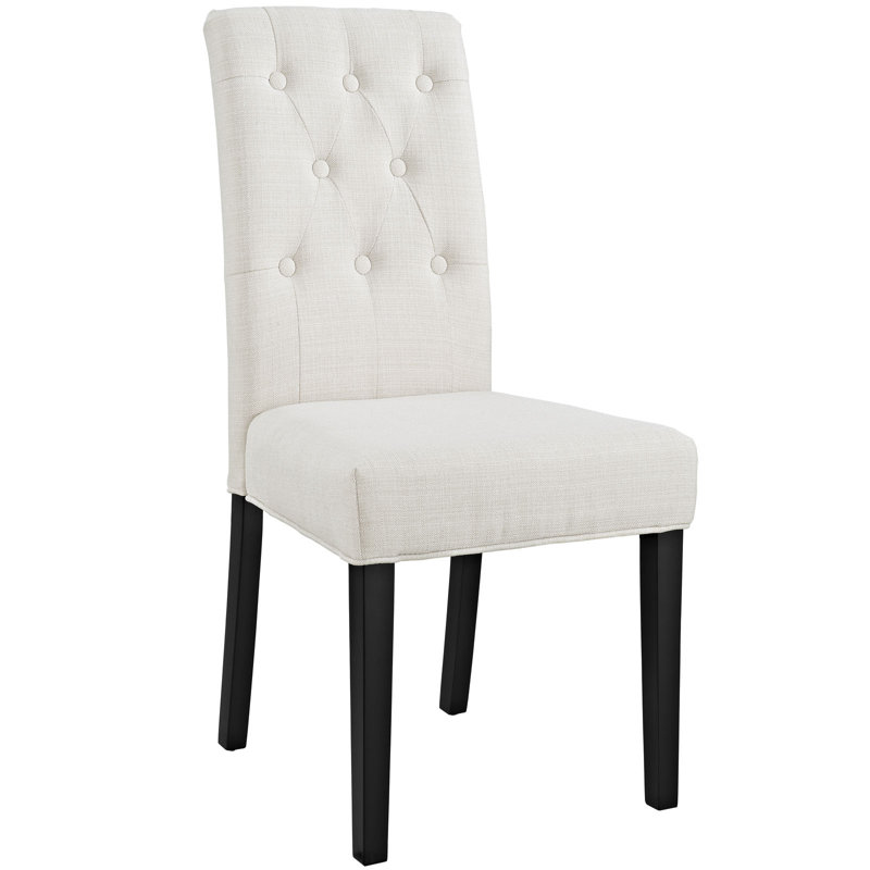 Chaise parsons capitonnée et capitonnée en blanc, Mélange de polyester beige