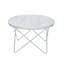 Table basse 32 pouces ronde en faux marbre avec base géométrique en métal argenté pour le salon, table d'appoint moderne