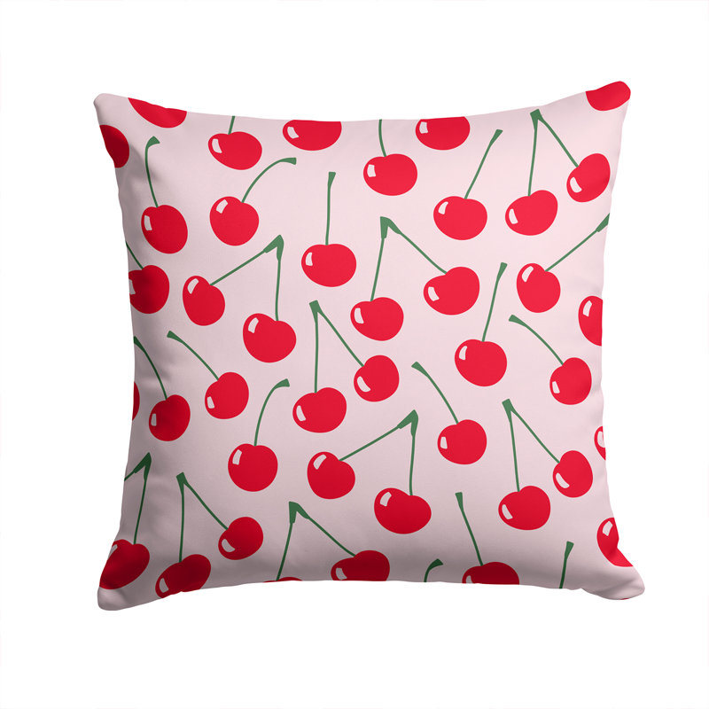 Coussin décoratif intérieur/extérieur cerises, Rose / Rouge, 14 po x 14 po