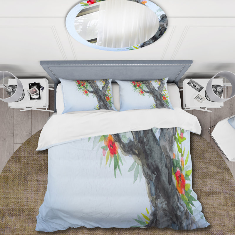 Blooming Of A Old Tree In Spring I - Ensemble de housse de couette traditionnel - Microfibre de polyester