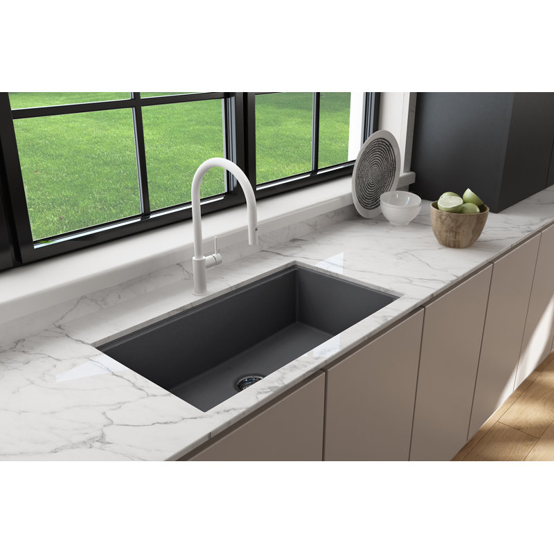 Baveno Lux 33'' L Double Basin Kitchen Sink, Concrete Gray