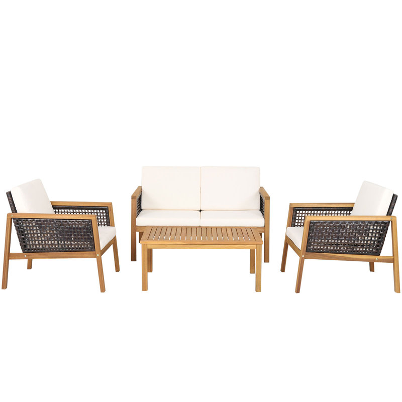 Jarif Acacia 8 - Person Patio Conversation Set with Cushions, Off White