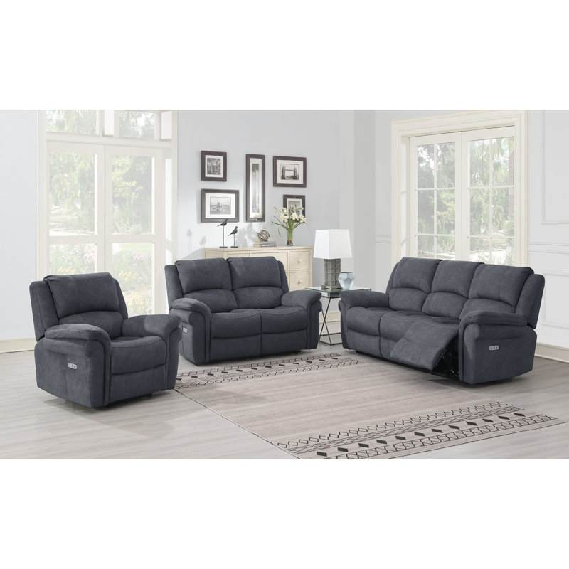 Maleha 3 Seater Electric Reclining Sofa, Grey