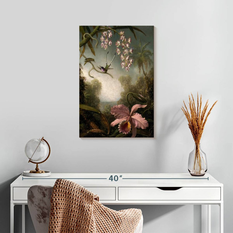 Orchidées Harnek avec colibri, H 24 po x l 16 po