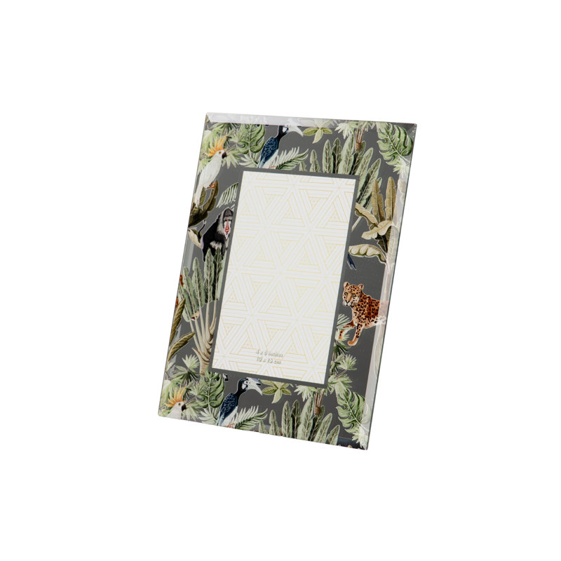 Hoadley Mirrored Glass Single Picture Frame in Natural/Green/Yellow, 23cm H x 18cm W x 2cm D