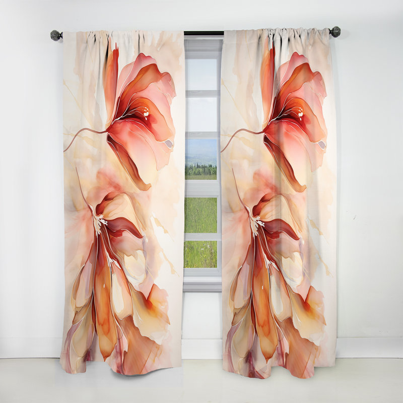 Peach Petal Dance - Rideau abstrait occultant Abstract Botanicals - 1 panneau, L 52 po x L 63 po