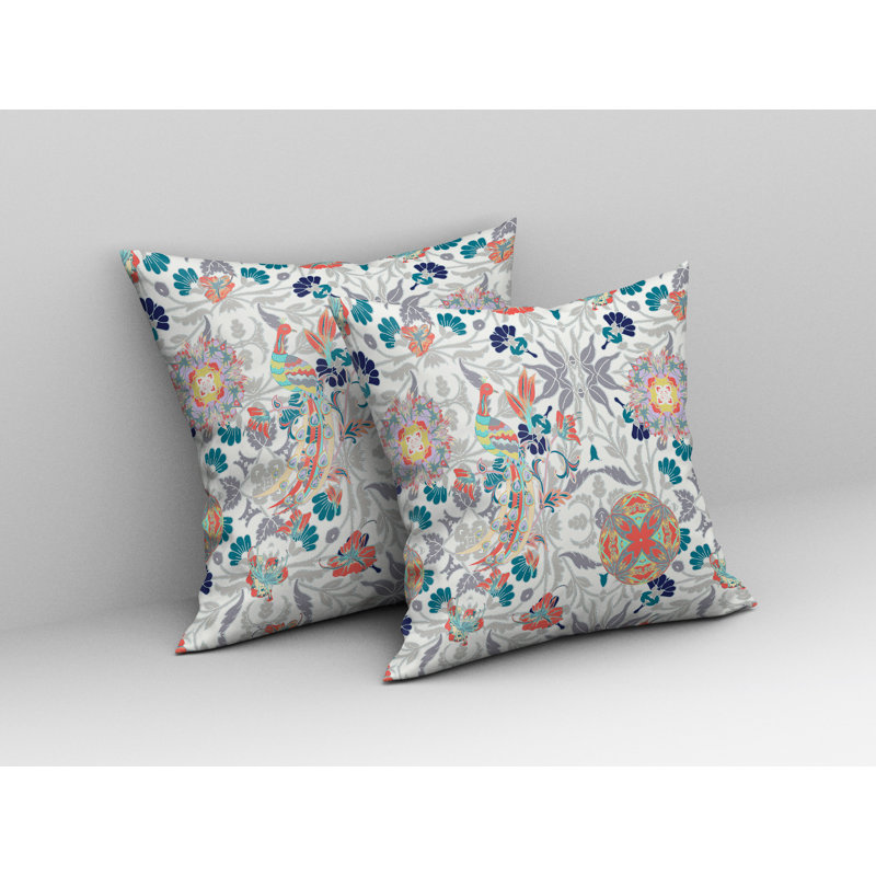 Amaretto Reversible Throw Pillow, 26"x26", White/Orange