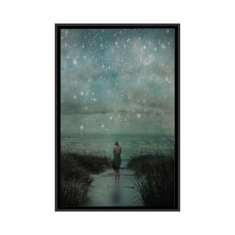 « céleste », impression sur toile, H 26 po x l 18 po x P 1,5 po, Toile avec cadre noir, Pas de tapis