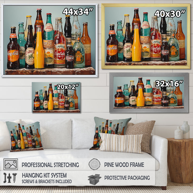 " Pop Art 1950S Cocktail Emotion V ", Gold Single Picture Framed, 24" H x 32" W x 1" D