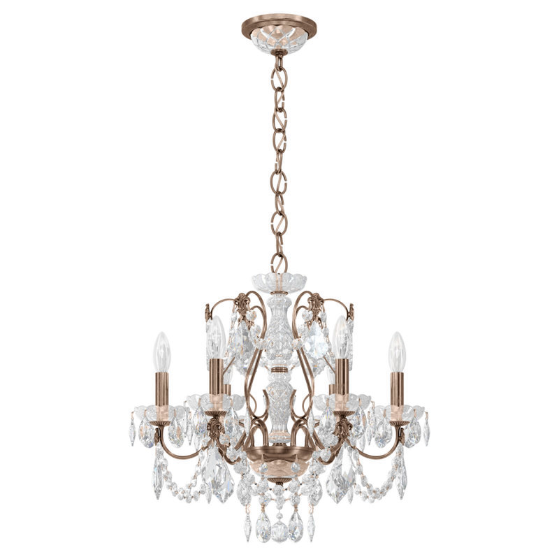 6 - Light Chandelier, Heirloom Gold, Heritage Handcut Crystal Clear