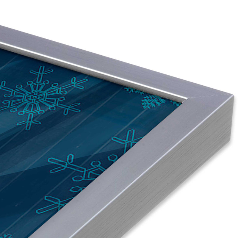 Arbre des Fêtes avec imprimé bleu marine I, Cadre simple en chrome poli, bois massif, H 21,75 po x l 21,75 po