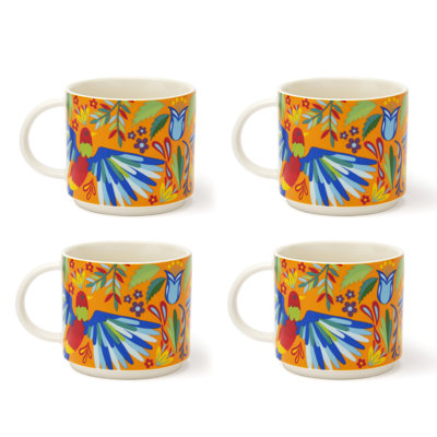 Mexican Flowers Porcelain Teacup
