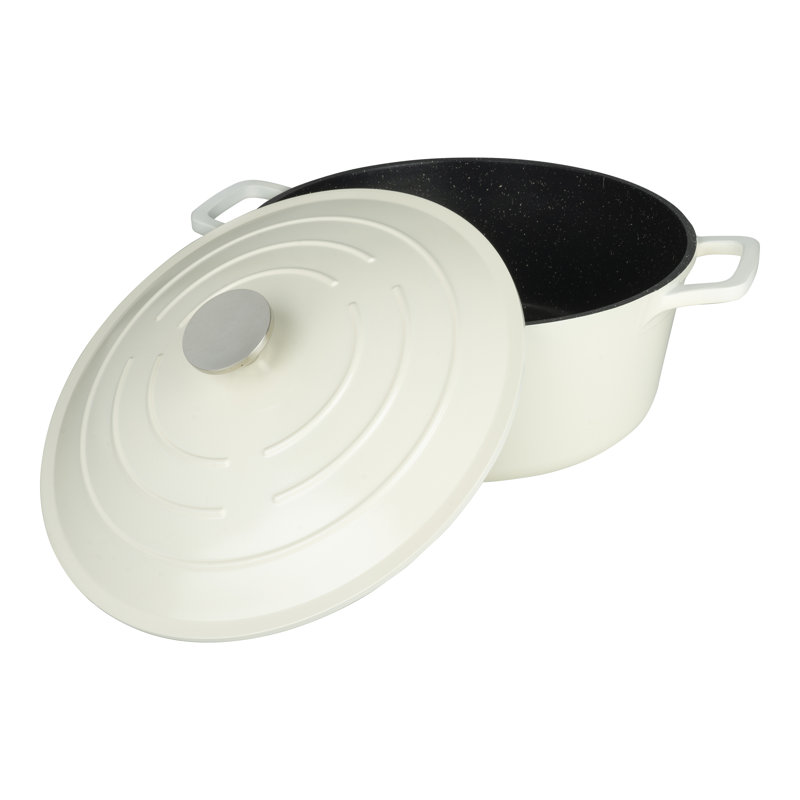 Grunwerg Commichef Non-Stick Cast Aluminum Round Dutch Oven, Cream, 6.5l