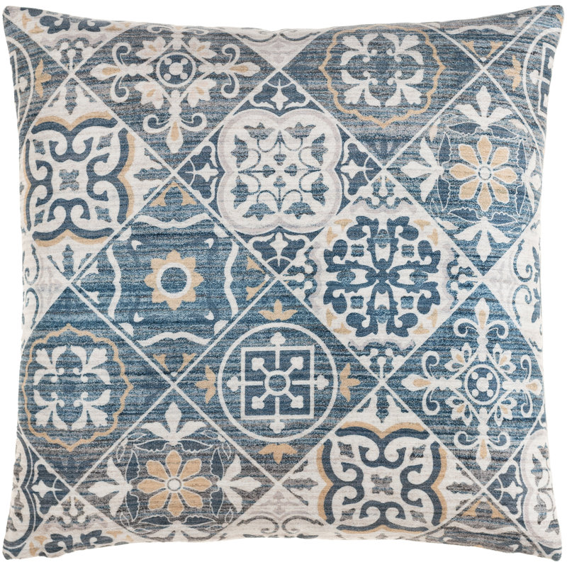 Valla Patchwork Throw Pillow, Polyester/Polyfill, 18" x 18", Teal/White