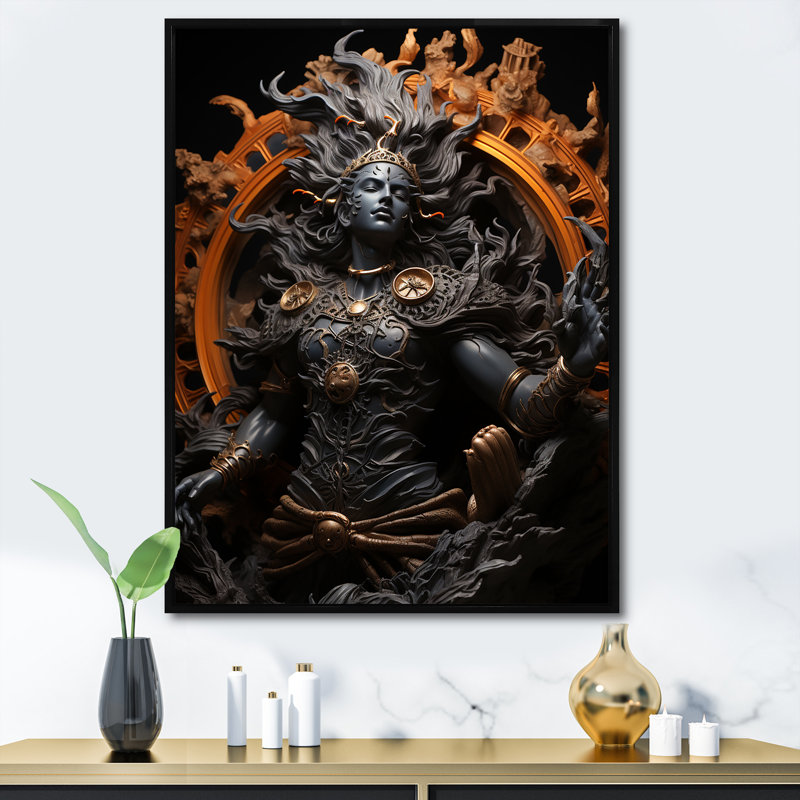 «Hinduism Natarajas Spiritual Dance», reproduction d'art sur toile, Cadre flottant noir, H 40 po x l 30 po x P 1,5 po