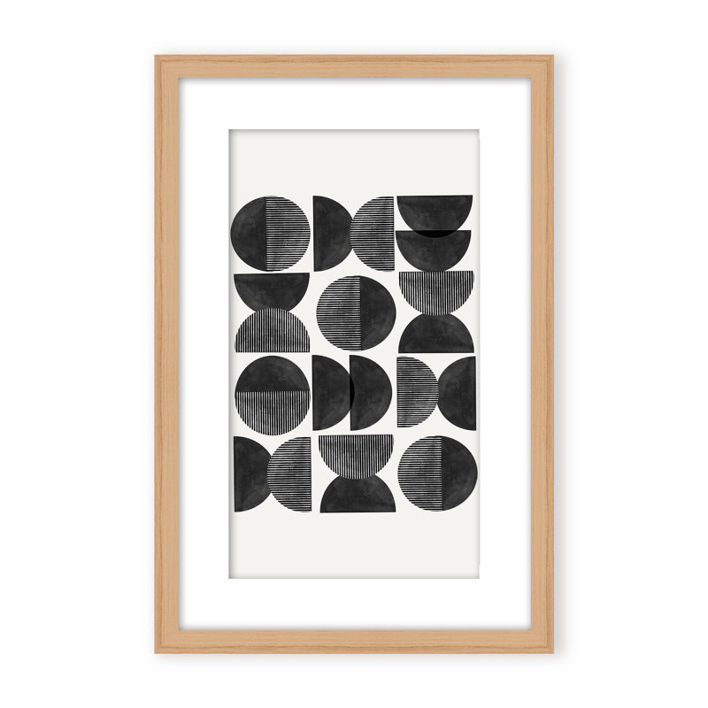 Abstract Mid Century, Geometric by  - Picture Frame Painting on Paper, Framed Canvas, Brown, 24" H x 16" W x 2.375" D