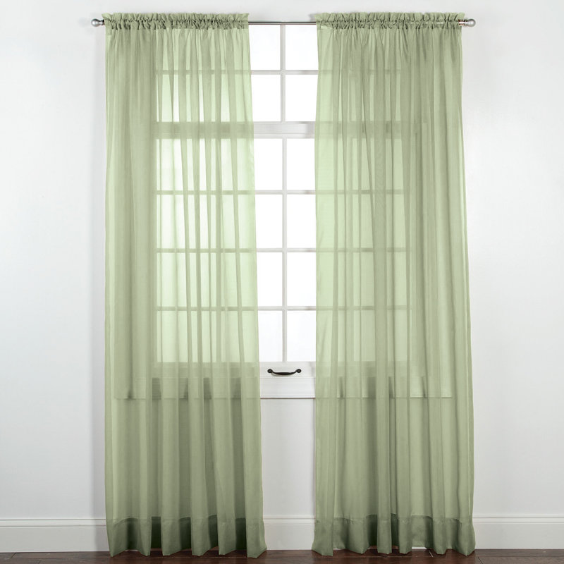Elegance Sheer Curtain Single Panel, Dark Red