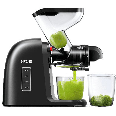 Presse-agrumes à pressage à froid Sifene, double bouche large de 3 po, machine à mastication lente 250 W, sans BPA, noir, nouveau