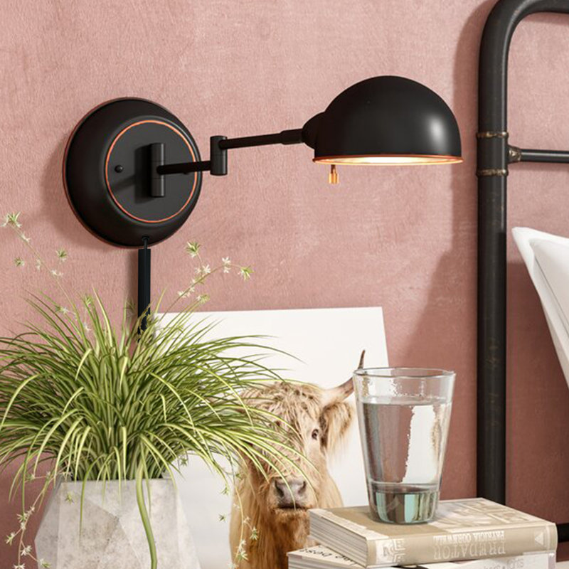 Plug-in Swing Arm Sconce, Aged Copper