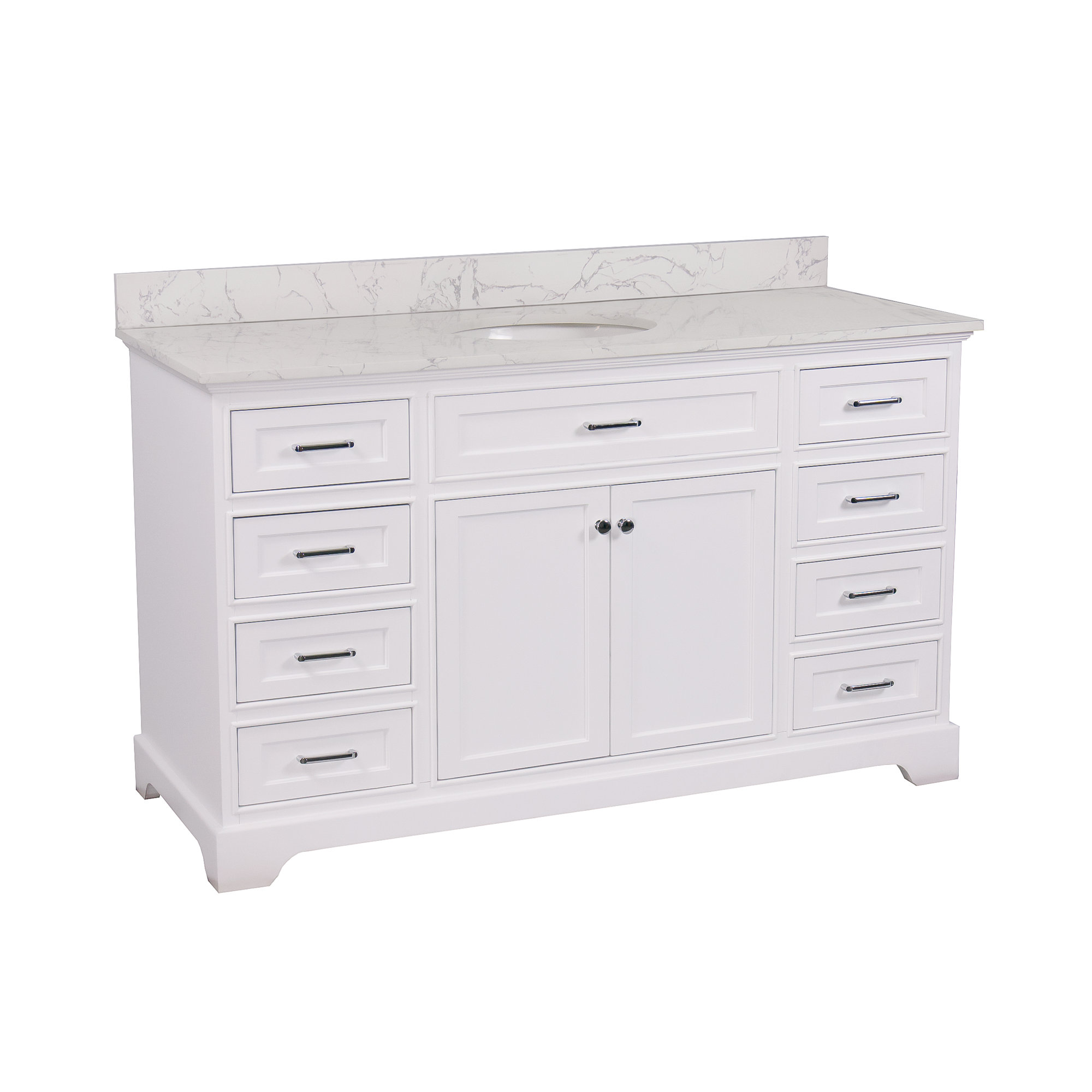Ronnie 60'' Single Bathroom Vanity, White, Engineered Marble