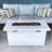 Modern Outdoor Fire Pit Table, 25" High X 42" Wide, Concrete Material, Adjustable Flame, Garden Decoration H W Pit, Rust & Weather , Push-Button Table