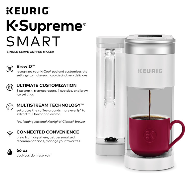 Keurig K-Supreme SMART Coffee Maker, MultiStream Technology, Brews 6-12oz  Cup Sizes, Black