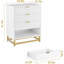 Commode blanche à 4 tiroirs - grands tiroirs, poignées dorées, rangement dans le couloir