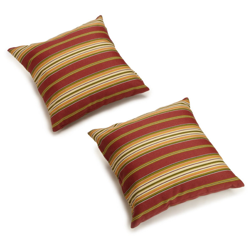 Outdoor 17" Pillow Cover & Insert, Kingsley Stripe Ruby, 17" H x 17" W