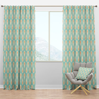 Retro Ornamental Design VIII - Mid-Century Curtain - Velvet Room darkening - 1 panel