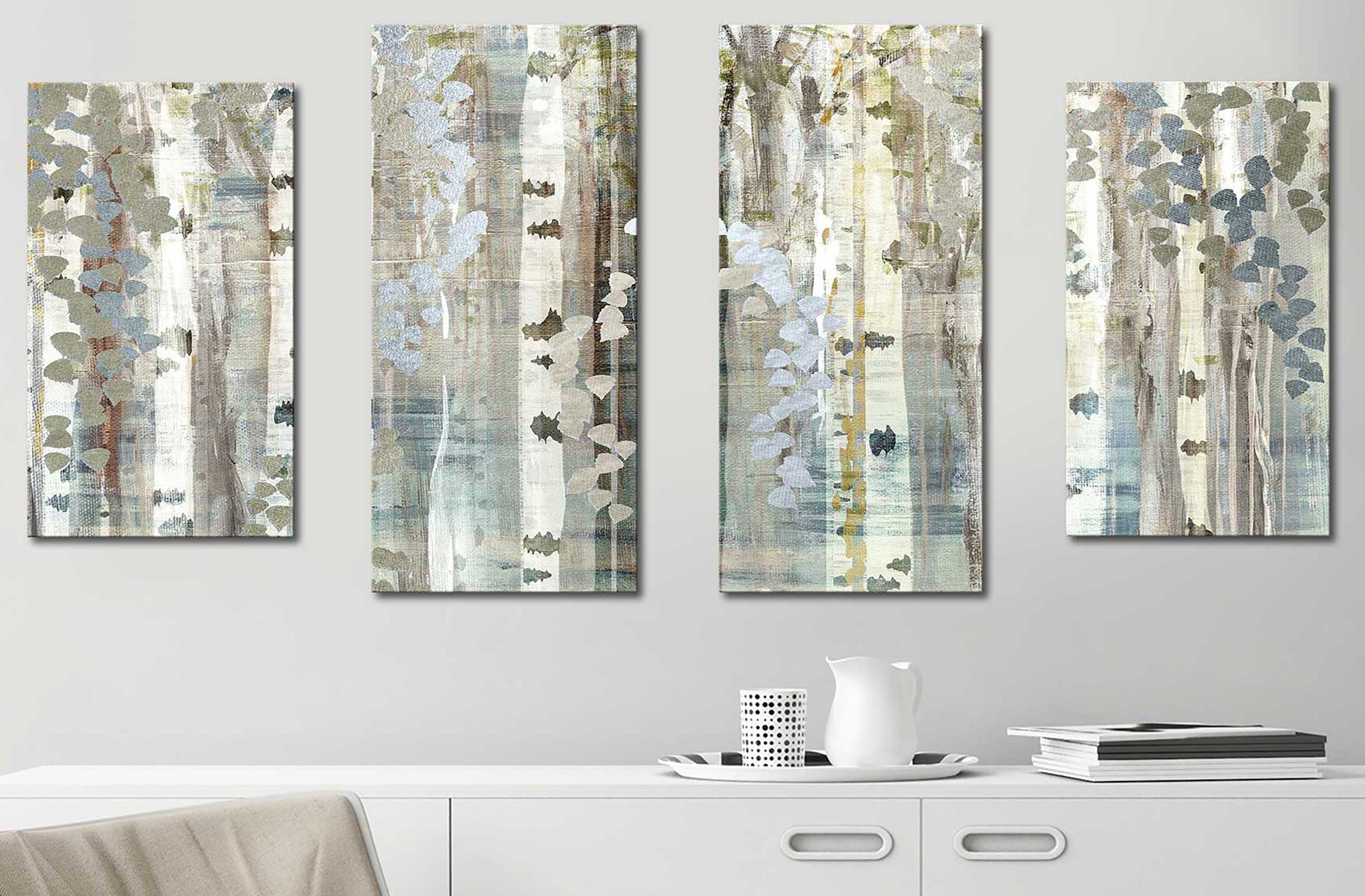 Birch Wood Meadow by Susan Jill Print on Canvas Set of 4 Red Barrel Studio Size: 38 H x 72 W x 1.5 D