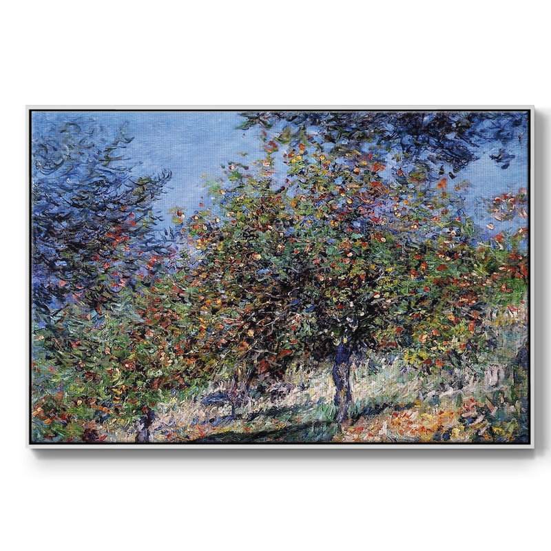 Pommiers sur la colline Chantèmesle, 1878, H 17 po x l 25 po x P 2 po, Cadre blanc