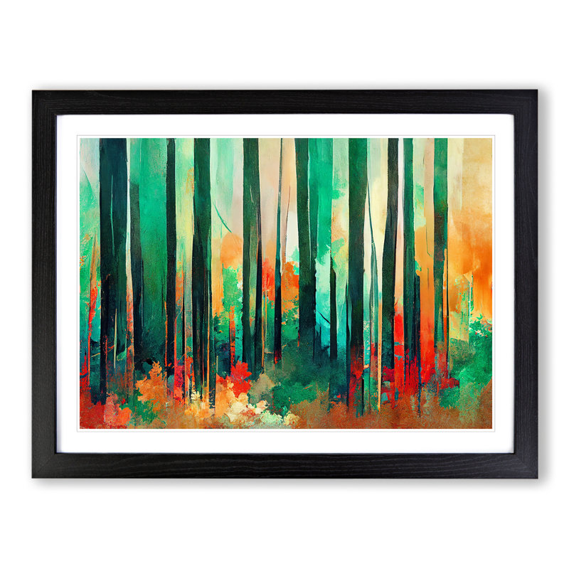 XH1022-7138X Pretty Abstract Forest Vol.6 - Single Picture Frame Print, 46cm H x 64cm W, Black