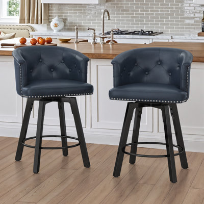 Swivel Upholstered Counter Stool With Metal Frame,
