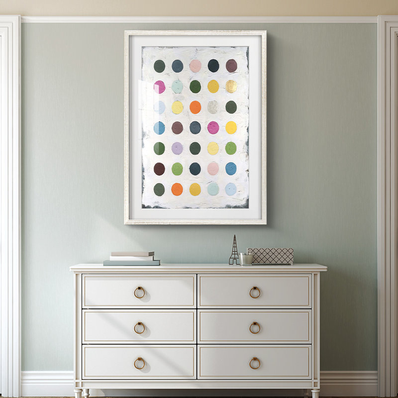 Chroma Dots I - impression encadrée, H 19,5 po x l 16,5 po, Blanc