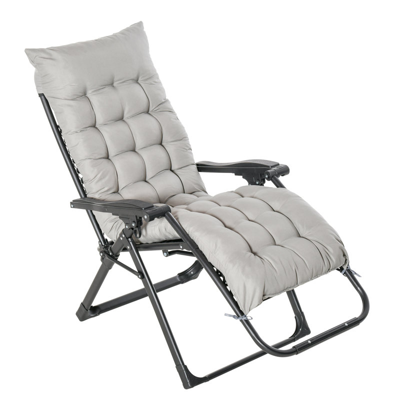 Chaise de jardin inclinable avec repose-tête Outsunny, Gris clair