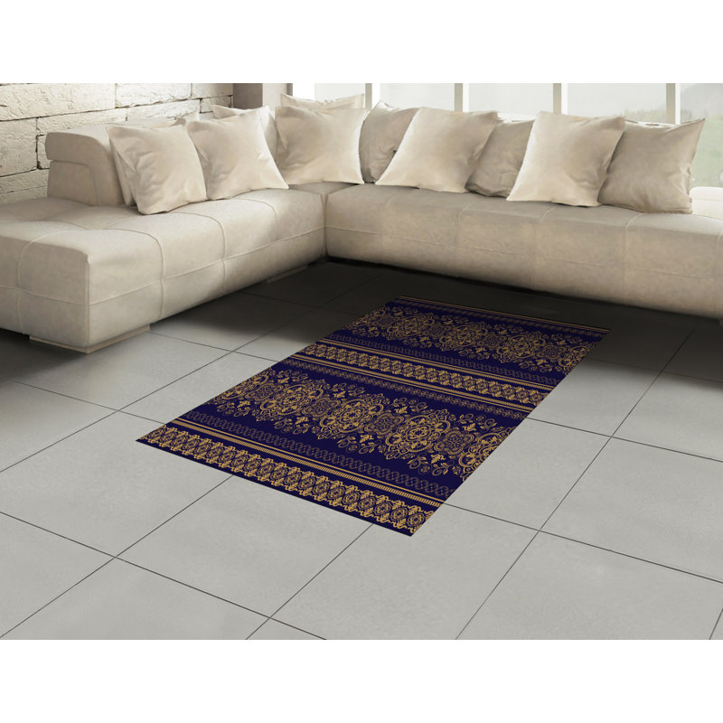 Turkish Pattern High Density Long Fiber Poly Threads Decorative Area Rug Carpet, Rectangle 4' x 5'8"