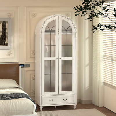 Creamy Retro Oak Arched Wardrobe