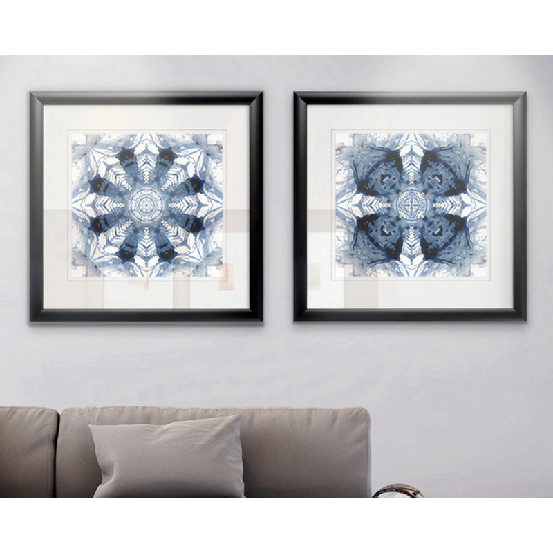 " Indigo Kaleidoscope III " 2 - Pieces, Black Framed