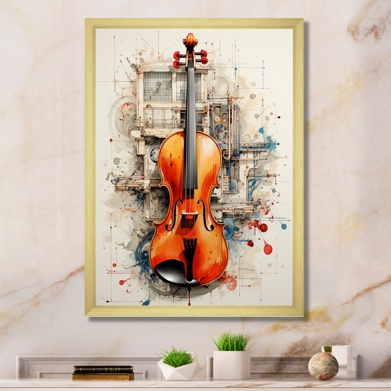 Schéma d'un instrument de musique - musique, impressions d'art mural, H 40 po x l 30 po x P 1,5 po, Cadre doré simple