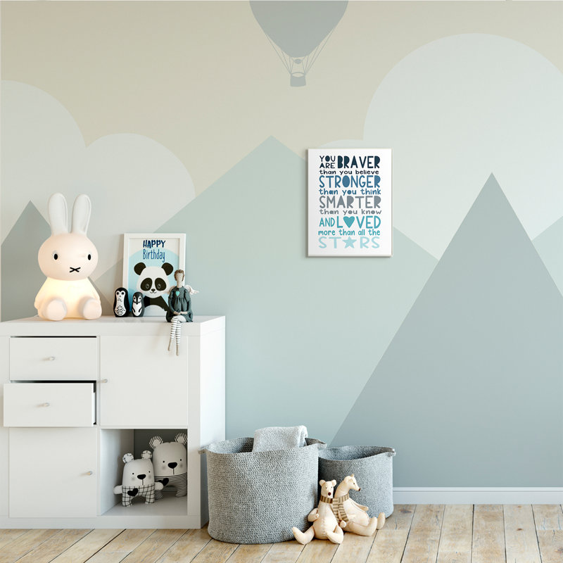 Braver «Stronger Smarter And Love», typographie en bleu, H 15 po x l 10 po x P 0,5 po, Bois