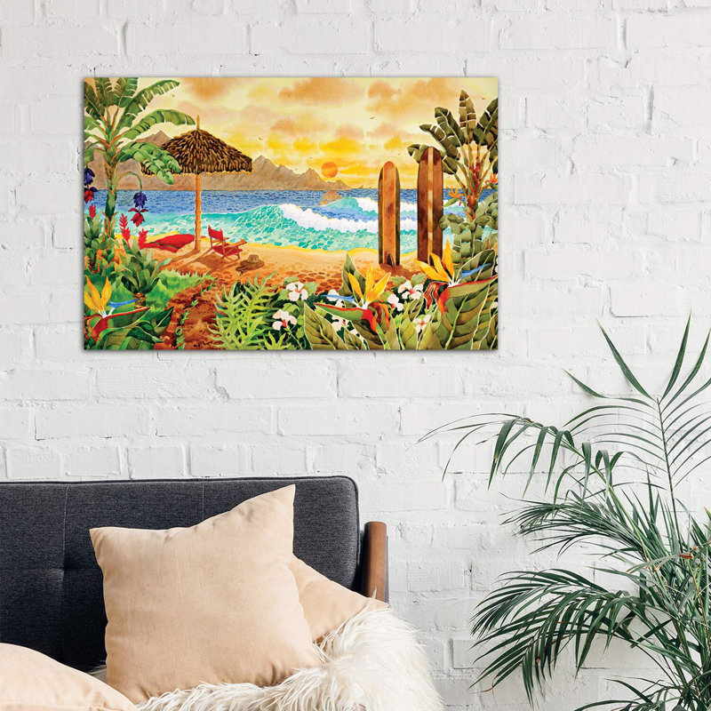 Surfer sur les îles par Robin Wethe Altman - reproduction d'art, H 26 po x l 40 po x 1,5 po, Toile tendue