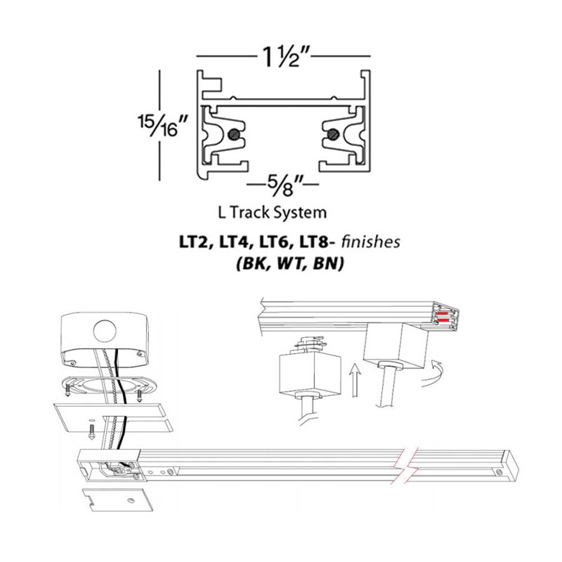 Lightolier Series System Track, Brushed Nickel, 0.75" x 48" x 1.375"